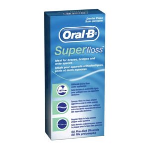 ORAL-B SuperFloss 60cm x 50szt. - nić dentystyczna z cienką gąbką czyszczącą do mostów