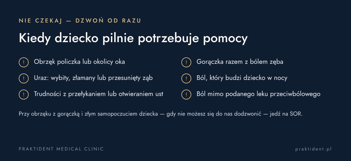 Kiedy dziecko pilnie potrzebuje dentysty