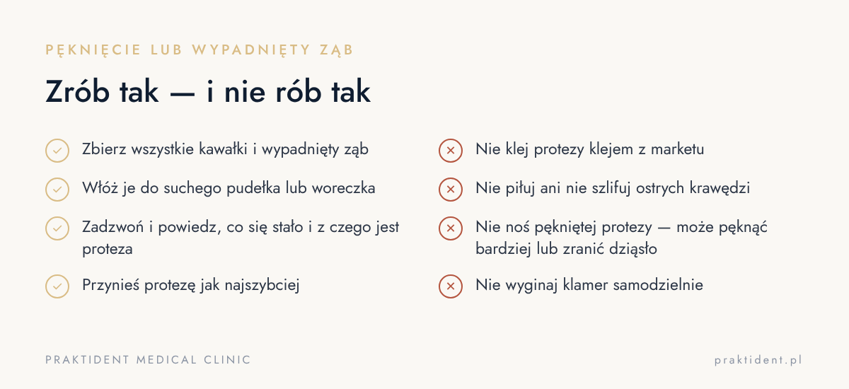 Pęknięta proteza — co robić, a czego nie